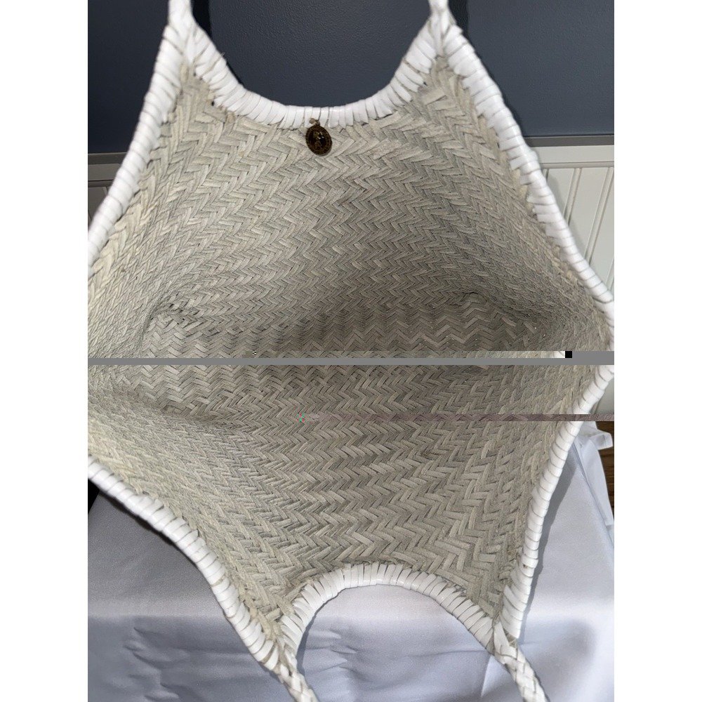 Dragon Diffusion Nantucket Basket Big In White Woven Leather Shoulder Bag Purse - Picture 6 of 12